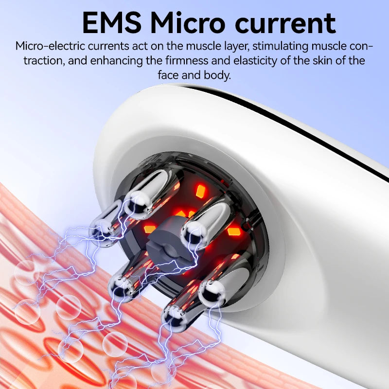 4-in-1 modes: red and blue light, EMS, suction, warm import