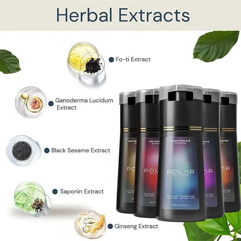 Botanical extracts in POLAR hair dye shampoo