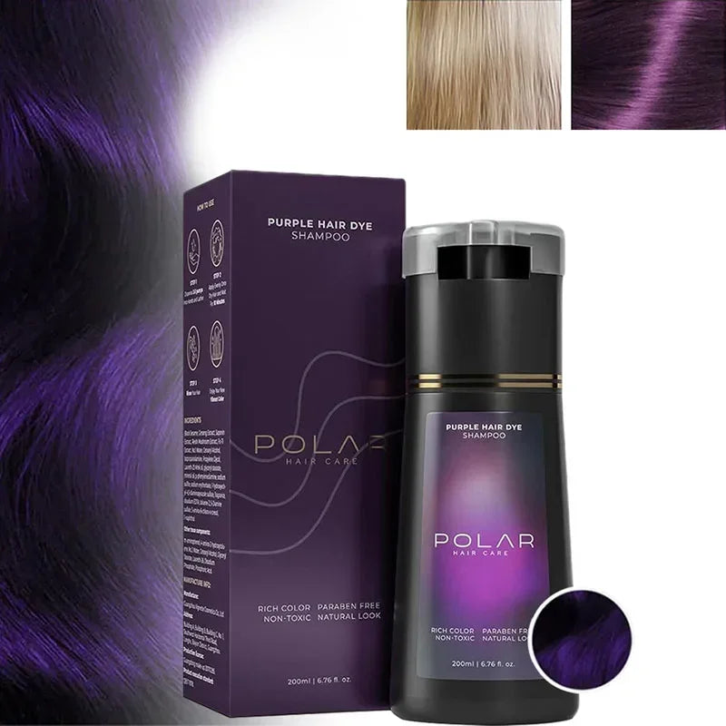 POLAR Purple hair dye shampoo with before and after result